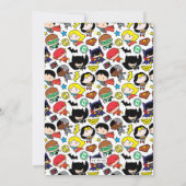 Chibi Justice League Kids Chalkboard Geburtstag Einladung (Rückseite)