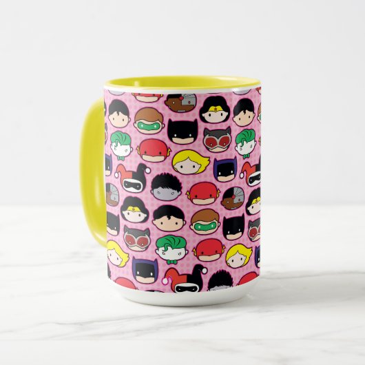 Chibi Justice League Leader Pattern Tasse (Vorderseite Links)