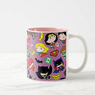 Chibi Justice League Muster auf Lila Zweifarbige Tasse