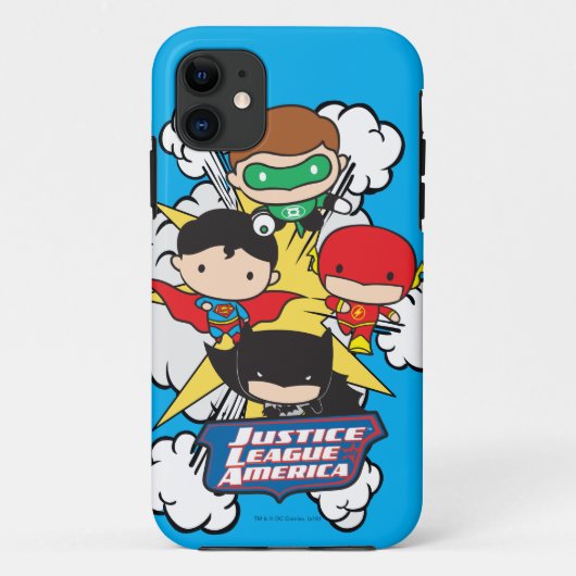 Chibi Justice League of America Explosion Case-Mate iPhone Hülle (Rückseite)