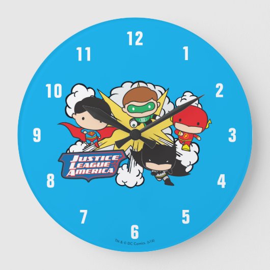 Chibi Justice League of America Explosion Große Wanduhr (Vorderseite)
