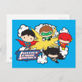 Chibi Justice League of America Explosion Postkarte (Vorne/Hinten)