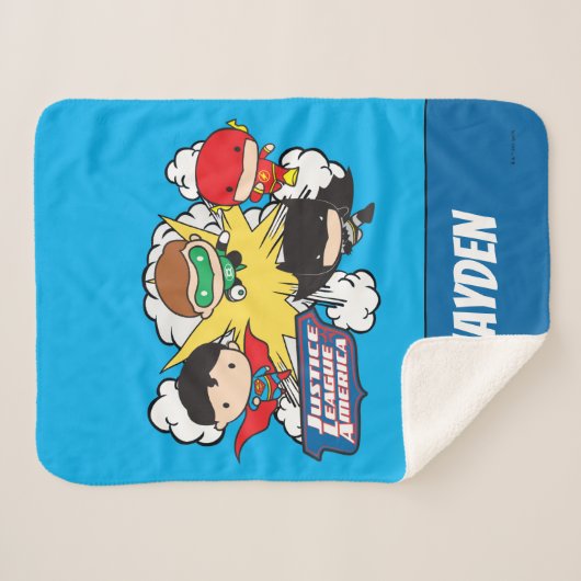 Chibi Justice League of America Explosion Sherpadecke (Vorderseite (Horizontal))