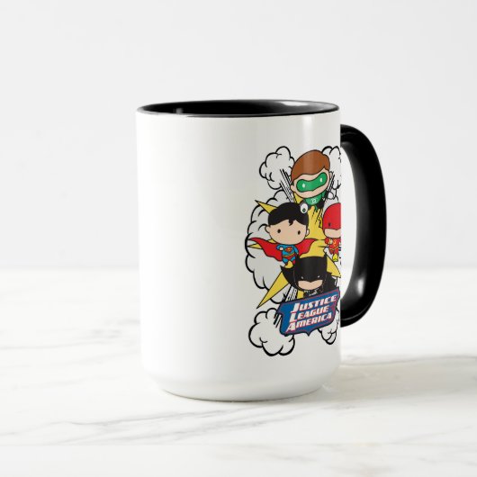 Chibi Justice League of America Explosion Tasse (VorderseiteRechts)