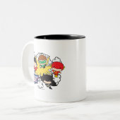 Chibi Justice League of America Explosion Zweifarbige Tasse (Vorderseite Links)