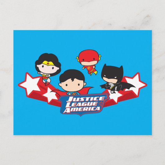 Chibi Justice League of America Stars Postkarte (Vorderseite)