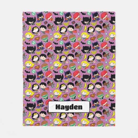 Chibi Justice League Pattern auf Lila Fleecedecke (Vorderseite)