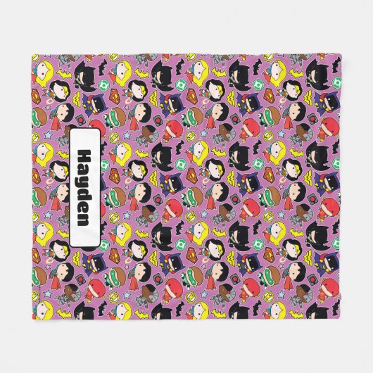 Chibi Justice League Pattern auf Lila Fleecedecke (Vorderseite (Horizontal))