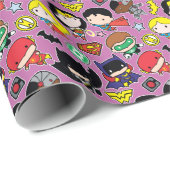 Chibi Justice League Pattern auf Lila Geschenkpapier (Rolleneckpunkt)