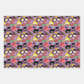 Chibi Justice League Pattern auf Lila Geschenkpapier Set (Vorderseite 3)