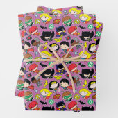 Chibi Justice League Pattern auf Lila Geschenkpapier Set (Beispiel)
