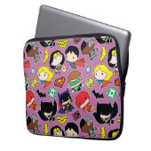 Chibi Justice League Pattern auf Lila Laptopschutzhülle (Vorderseite Links)