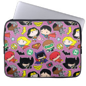Chibi Justice League Pattern auf Lila Laptopschutzhülle (Vorderseite)