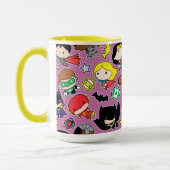 Chibi Justice League Pattern auf Lila Tasse (Links)