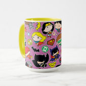 Chibi Justice League Pattern auf Lila Tasse (Vorderseite Links)