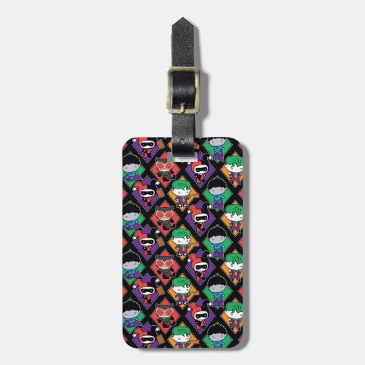 Chibi Justice League Villain Pattern Gepäckanhänger (Vorderseite vertikal)