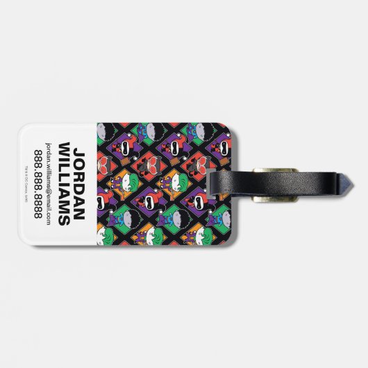 Chibi Justice League Villain Pattern Gepäckanhänger (Rückseite horizontal)