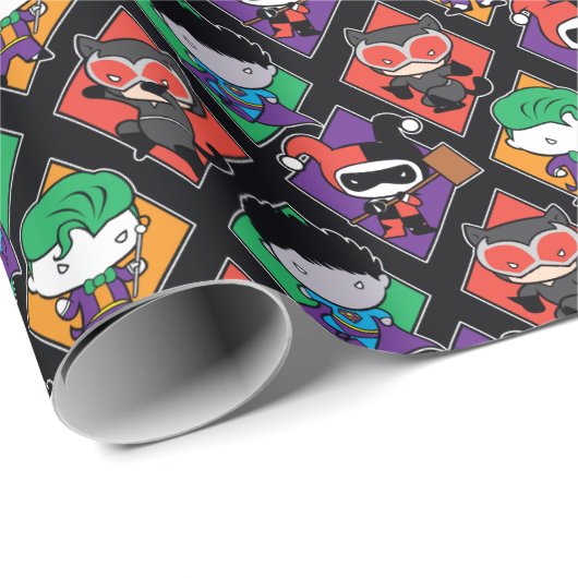 Chibi Justice League Villain Pattern Geschenkpapier (Rolleneckpunkt)