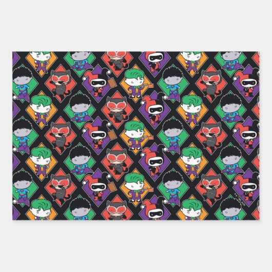 Chibi Justice League Villain Pattern Geschenkpapier Set (Vorderseite 2)