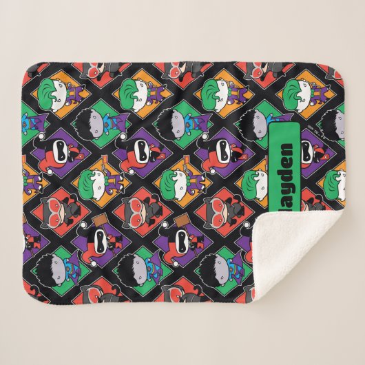 Chibi Justice League Villain Pattern Sherpadecke (Vorderseite (Horizontal))