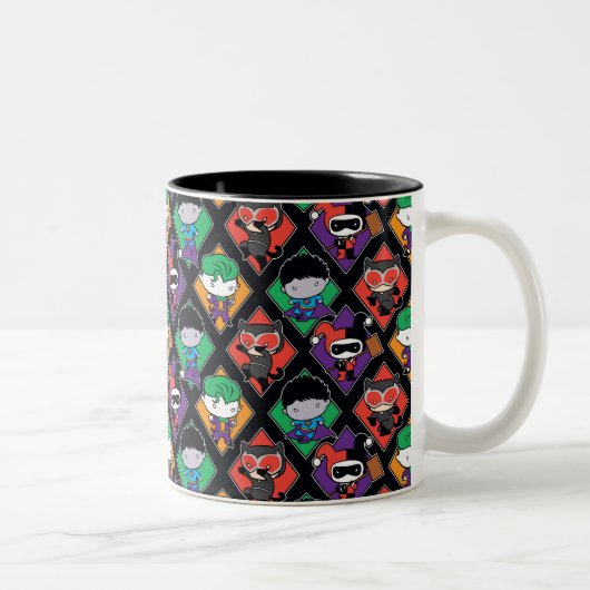 Chibi Justice League Villain Pattern Zweifarbige Tasse (Rechts)