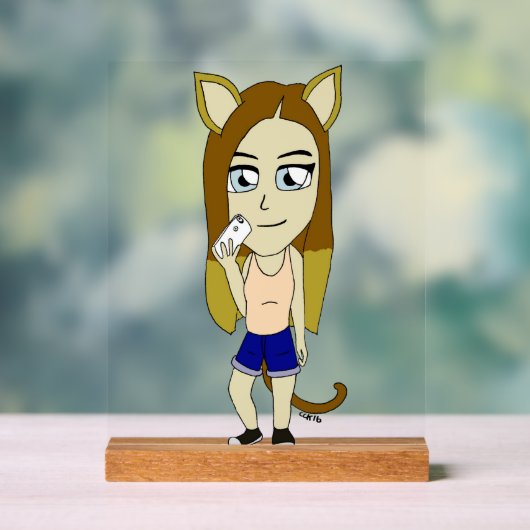 Chibi-Katze-Mädchen Acrylschild (Neutral)