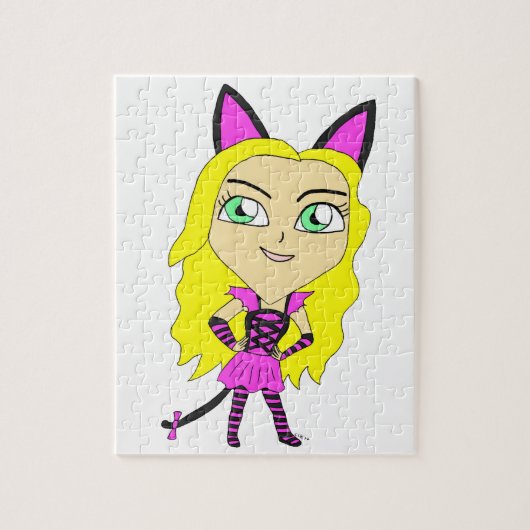 Chibi-Katze-Mädchen Puzzle (Vertikal)