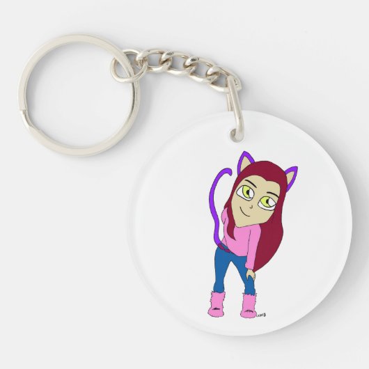 Chibi-Katze-Mädchen Schlüsselanhänger (Vorderseite)