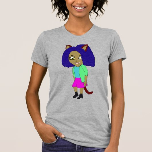 Chibi-Katze Mädchen T-Shirt (Vorderseite)