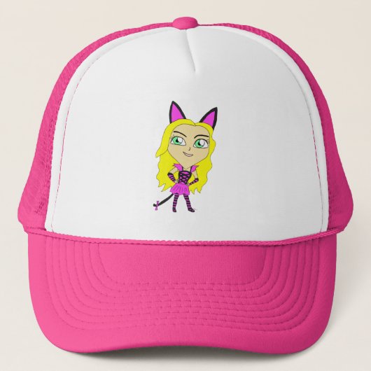 Chibi-Katze-Mädchen Truckerkappe (Vorderseite)