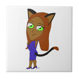 Chibi-Katzenmädchen Fliese