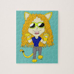 Chibi-Katzenmädchen mit Pfoten Puzzle
