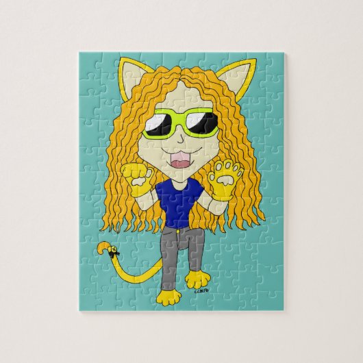 Chibi-Katzenmädchen mit Pfoten Puzzle (Vertikal)