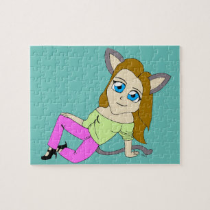 Chibi-Katzenmädchen Puzzle