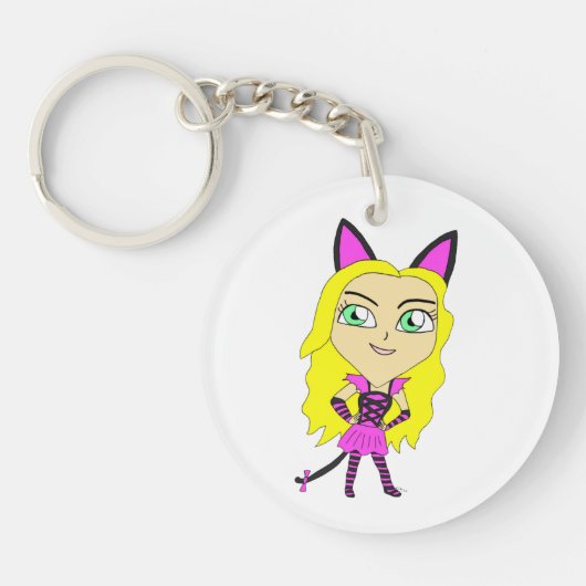 Chibi-Katzenmädchen Schlüsselanhänger (Vorderseite)