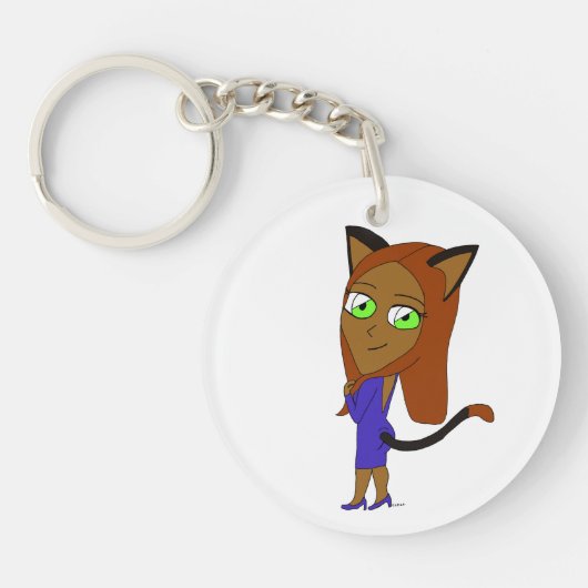 Chibi-Katzenmädchen Schlüsselanhänger (Vorderseite)