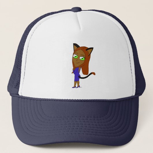 Chibi-Katzenmädchen Truckerkappe (Vorderseite)