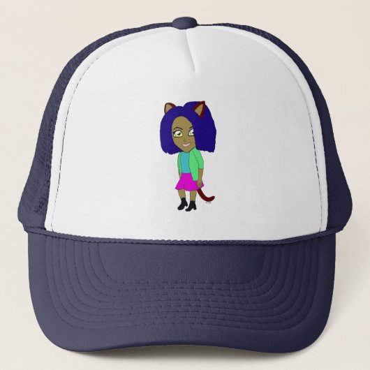 Chibi-Katzenmädchen Truckerkappe (Vorderseite)