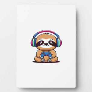 Chibi Kawaii Faultier Gamer � Süßes Lustiges Tier Fotoplatte