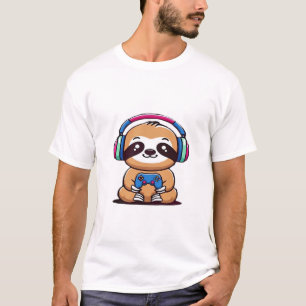 Chibi Kawaii Faultier Gamer � Süßes lustiges Tier T-Shirt