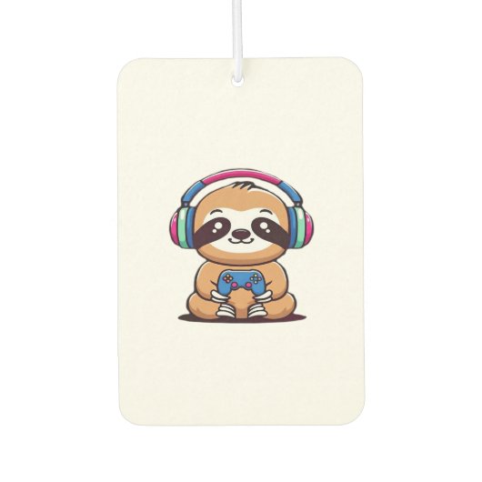 Chibi Kawaii Sloth Gamer � Cute Funny Animal with Autolufterfrischer (Vorderseite)