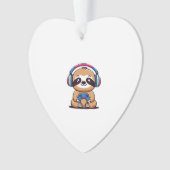 Chibi Kawaii Sloth Gamer � Cute Funny Animal with  Ornament (Vorderseite)