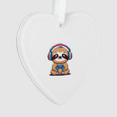 Chibi Kawaii Sloth Gamer � Cute Funny Animal with  Ornament (Vorderseite)