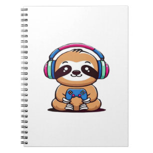 Chibi Kawaii Sloth Gamer - Niedliches Sonnentier m Notizblock