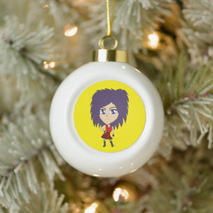 Chibi Keramik Kugel-Ornament