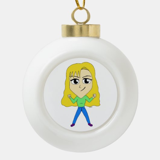 Chibi Keramik Kugel-Ornament (Vorderseite)