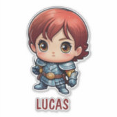 Chibi Knight Personalized Kids Cut Viny Aufkleber (Vorderseite)