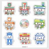 Chibi Konbini Japanische Snack Vinyl Aufkleber Set (Blatt)