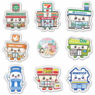 Chibi Konbini Japanische Snack Vinyl Aufkleber Set