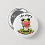 Chibi-Kröte in Rosa und Grün personalisiert Button (Vorne & Hinten)